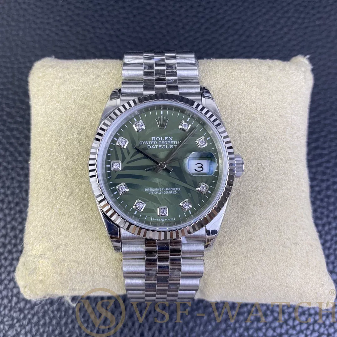 VSF Watch Factory Rolex Datejust 36mm Olive Green Palm Motif