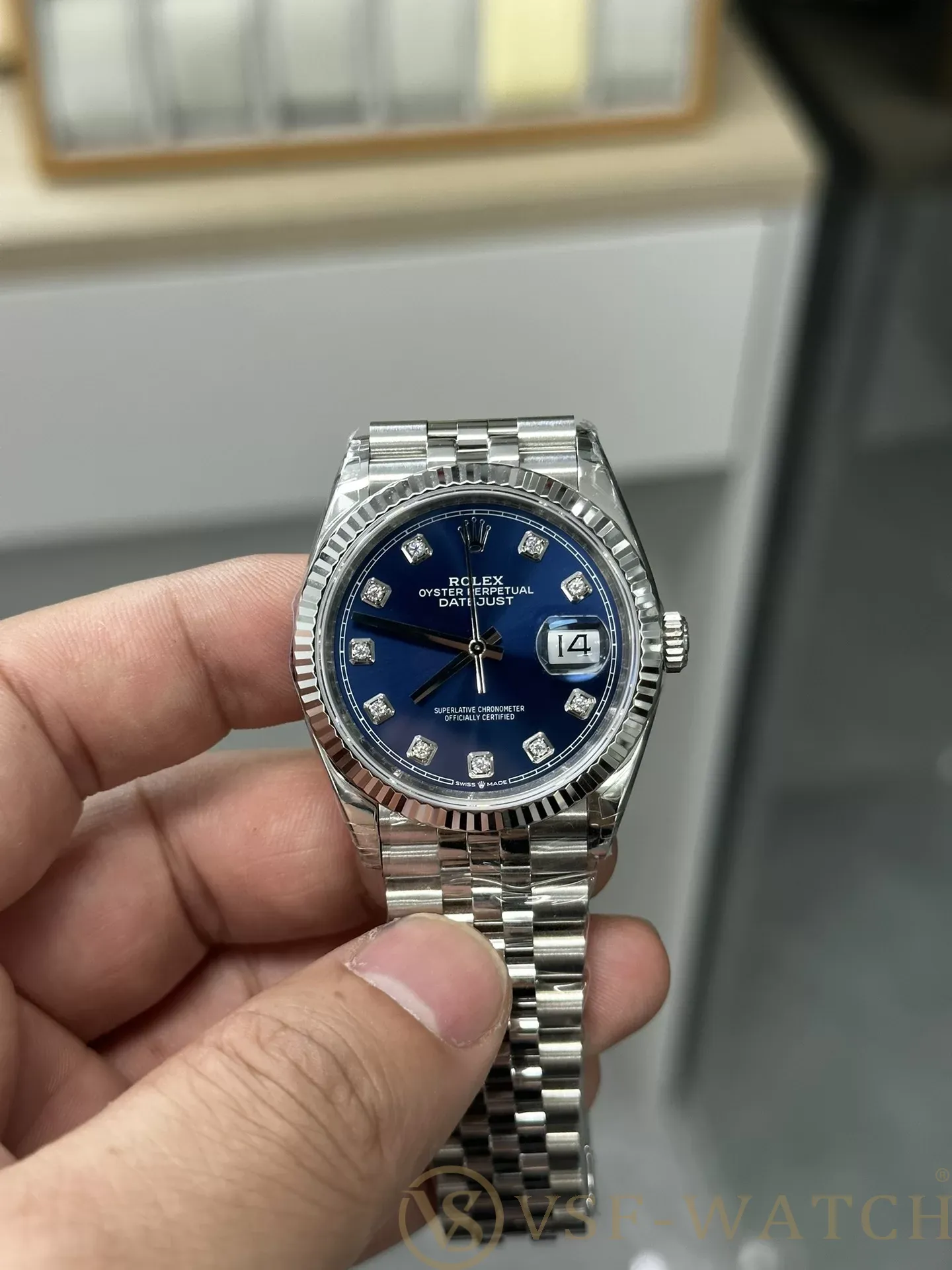 VSF Watch Factory Rolex Datejust 36mm Sunburst Blue Diamond 