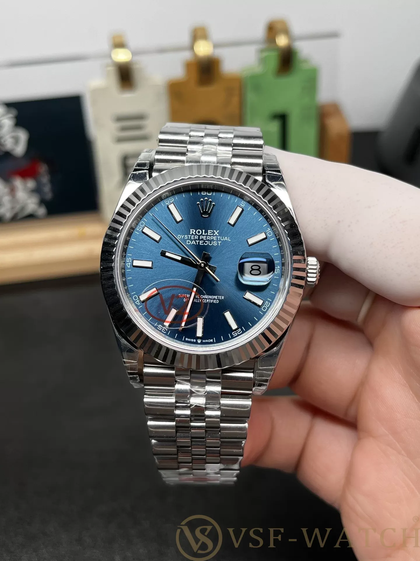 VS Factory (V2) Rolex Datejust 41mm Blue Sunburst Dial Flute