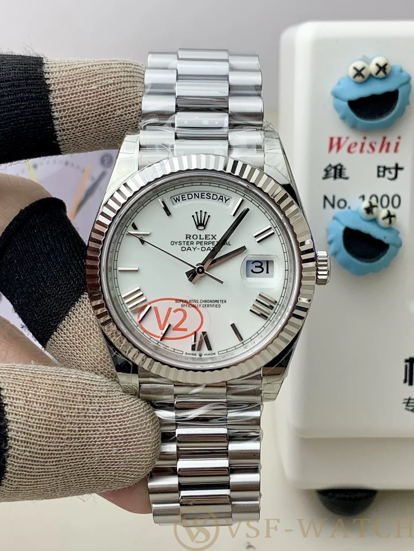 VS Factory (V2) Rolex Day-Date 40mm White Roman Dial Fluted 