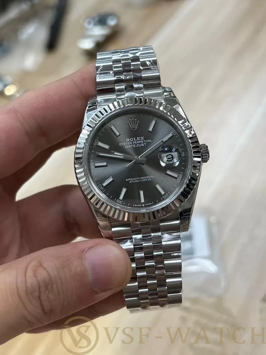 VSF Watches Rolex Datejust 41mm Sunburst Slate Grey Dial Flu