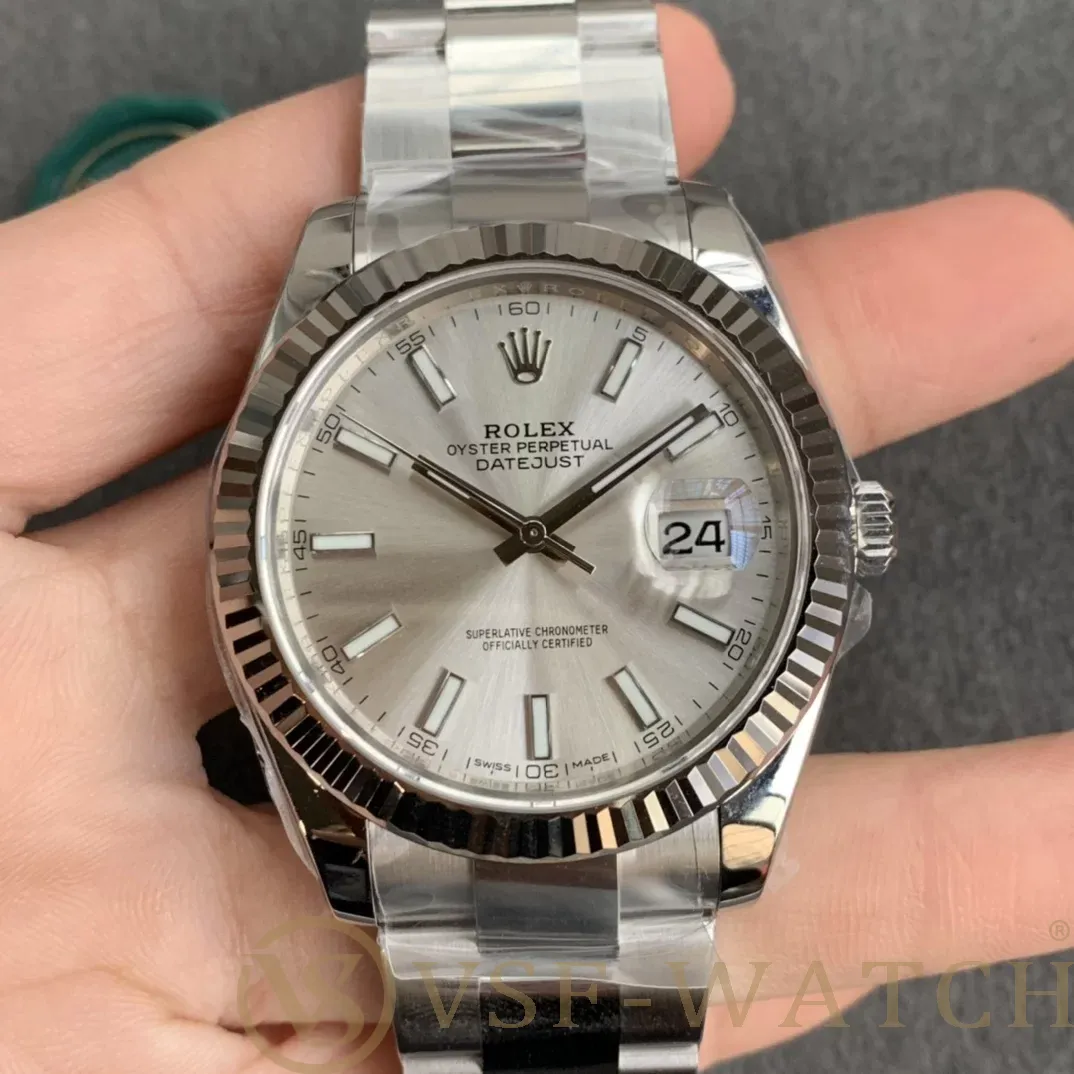 VS Factory Rolex Datejust 41mm Silver Sunburst Dial Fluted B